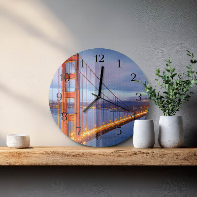 Runde wanduhr aus glas Golden Gate