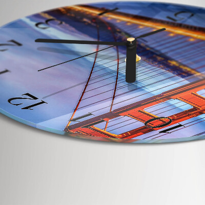 Runde wanduhr aus glas Golden Gate