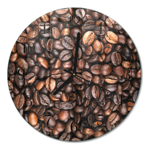 Glas wanduhr mit motiv rund Kaffeebohnen