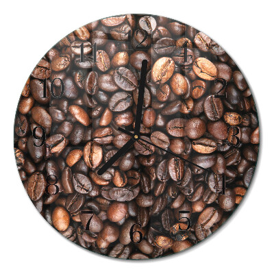Glas wanduhr mit motiv rund Kaffeebohnen