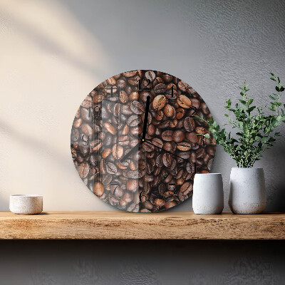 Glas wanduhr mit motiv rund Kaffeebohnen