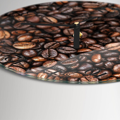 Glas wanduhr mit motiv rund Kaffeebohnen