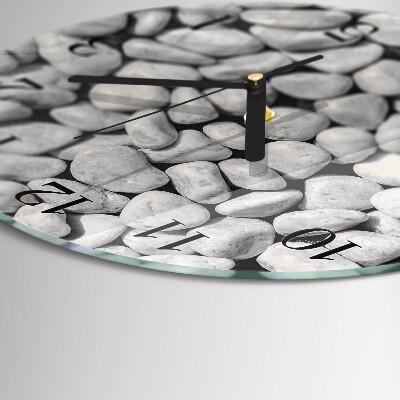 Wanduhr glas rund Steine