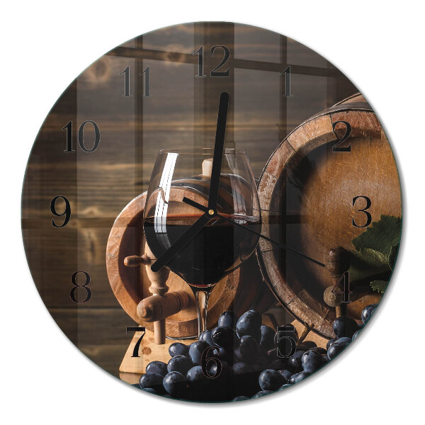 Glas wanduhr mit motiv rund Ein Fass Wein