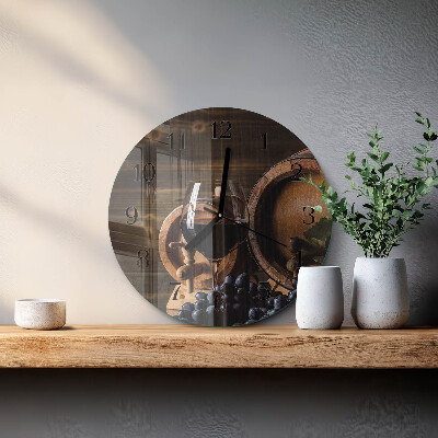 Glas wanduhr mit motiv rund Ein Fass Wein