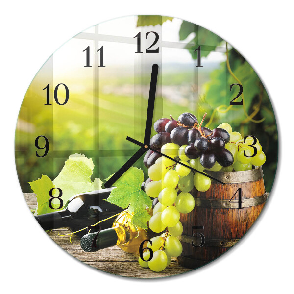 Wanduhr glas rund Traubenwein