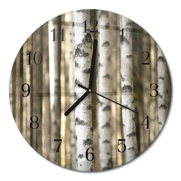 Runde wanduhr aus glas Birken