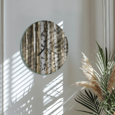 Runde wanduhr aus glas Birken