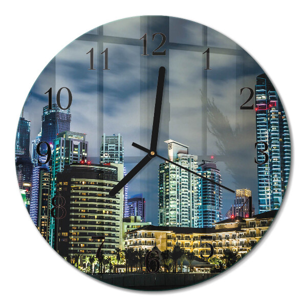 Glas wanduhr mit motiv rund Nachtstadt