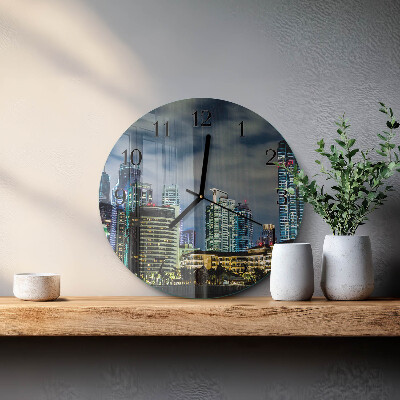 Glas wanduhr mit motiv rund Nachtstadt