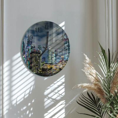 Glas wanduhr mit motiv rund Nachtstadt