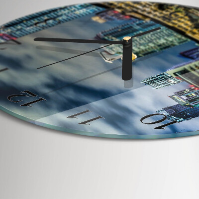 Glas wanduhr mit motiv rund Nachtstadt