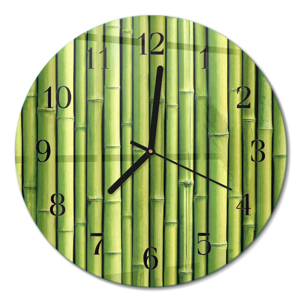 Wanduhr glas rund Bambus