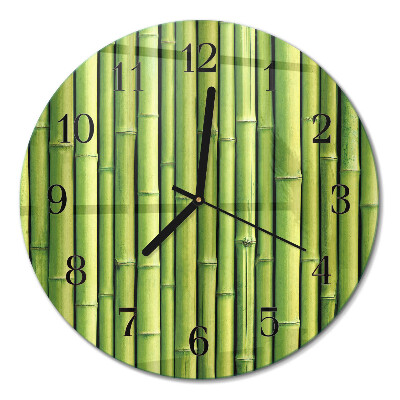 Wanduhr glas rund Bambus