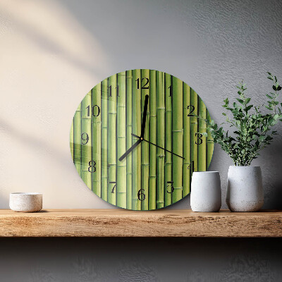 Wanduhr glas rund Bambus