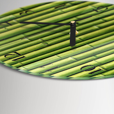 Wanduhr glas rund Bambus