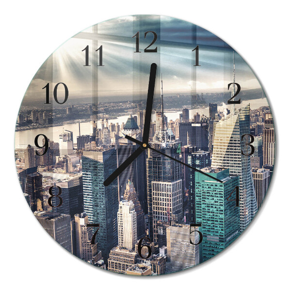 Runde wanduhr aus glas Stadt