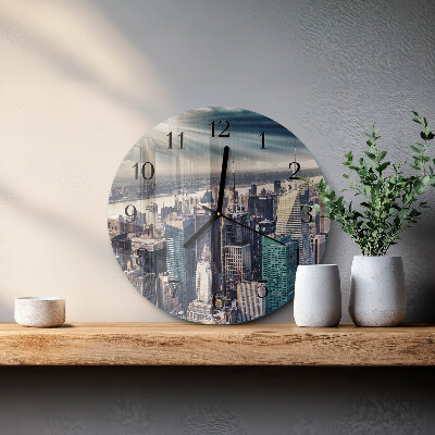 Runde wanduhr aus glas Stadt