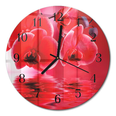 Glas wanduhr mit motiv rund Orchidee
