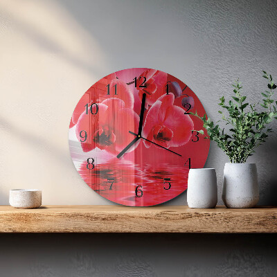 Glas wanduhr mit motiv rund Orchidee