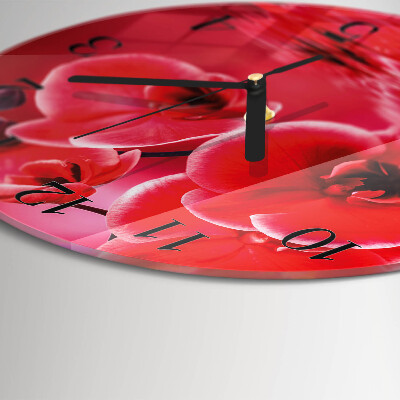Glas wanduhr mit motiv rund Orchidee