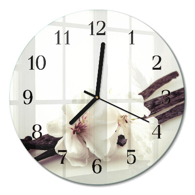 Glas wanduhr mit motiv rund Vanille