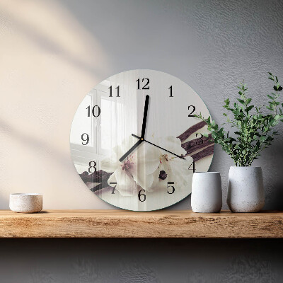 Glas wanduhr mit motiv rund Vanille
