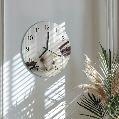 Glas wanduhr mit motiv rund Vanille