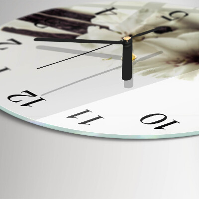 Glas wanduhr mit motiv rund Vanille