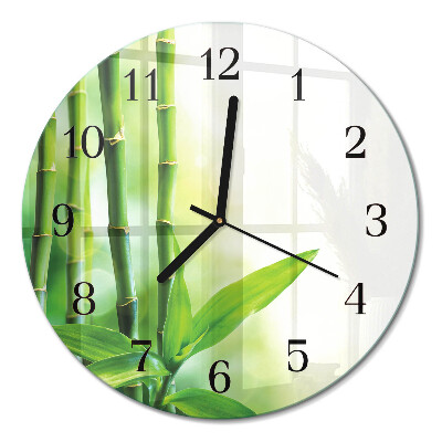 Wanduhr glas rund Bambus