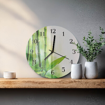 Wanduhr glas rund Bambus