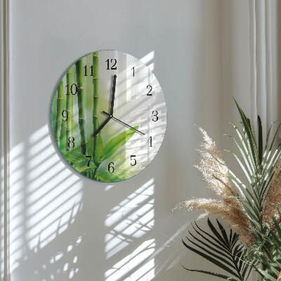 Wanduhr glas rund Bambus