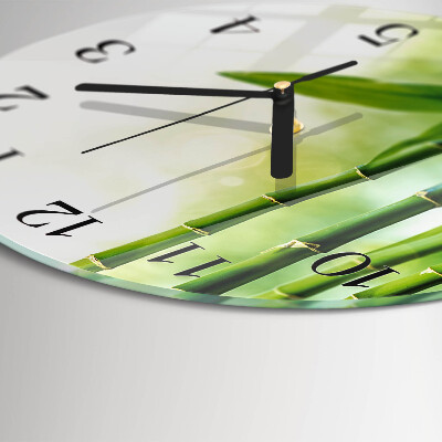Wanduhr glas rund Bambus