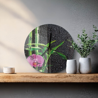 Runde wanduhr aus glas Bambus-Spa
