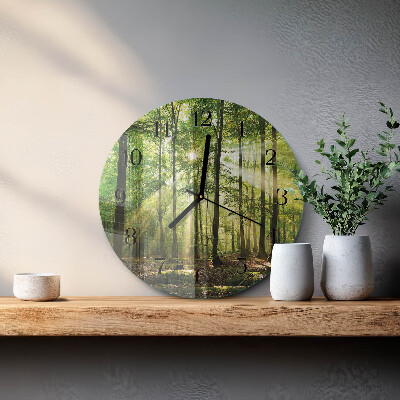 Wanduhr glas rund Waldnatur