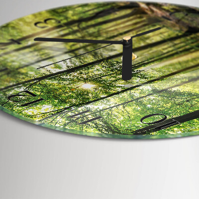 Wanduhr glas rund Waldnatur