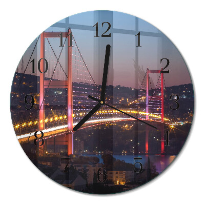 Glas wanduhr mit motiv rund Brücke