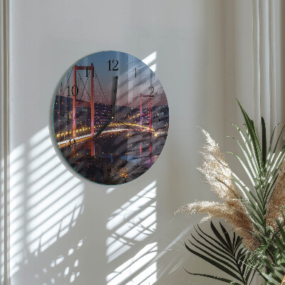 Glas wanduhr mit motiv rund Brücke