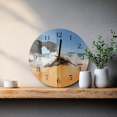 Runde wanduhr aus glas Strand