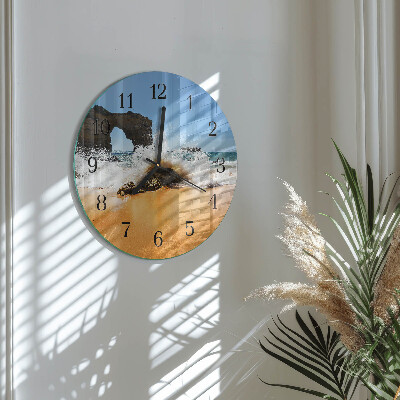 Runde wanduhr aus glas Strand