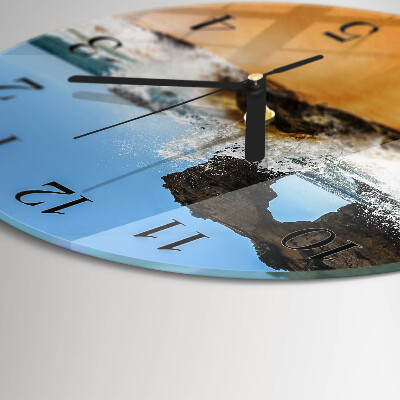 Runde wanduhr aus glas Strand