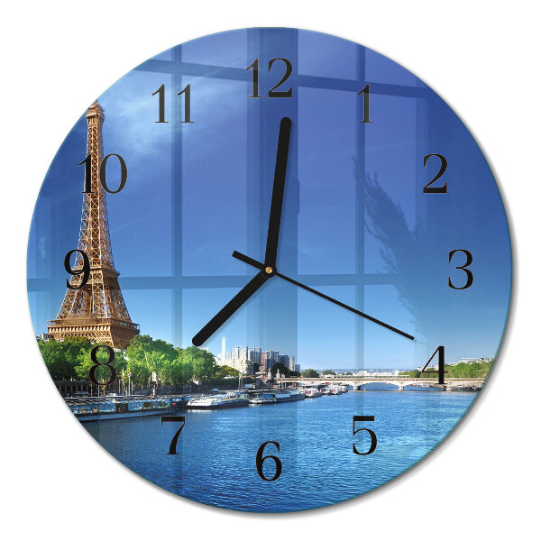 Wanduhr glas rund Der Himmel von Paris