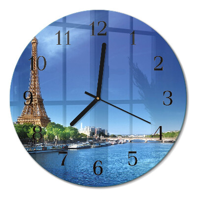 Wanduhr glas rund Der Himmel von Paris