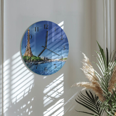 Wanduhr glas rund Der Himmel von Paris