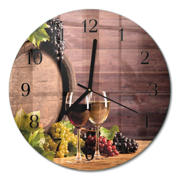 Runde wanduhr aus glas Trauben