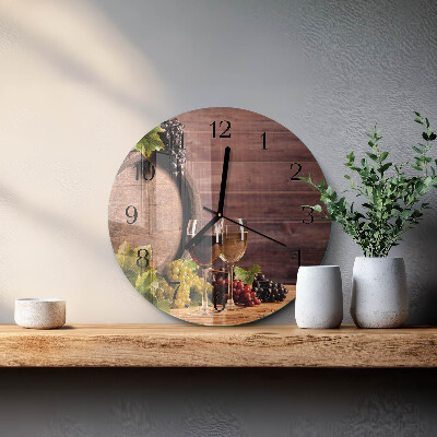 Runde wanduhr aus glas Trauben