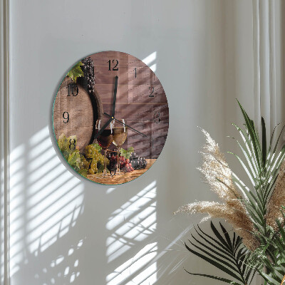Runde wanduhr aus glas Trauben