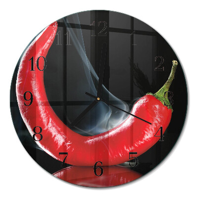 Glas wanduhr mit motiv rund Chili-Pfeffer