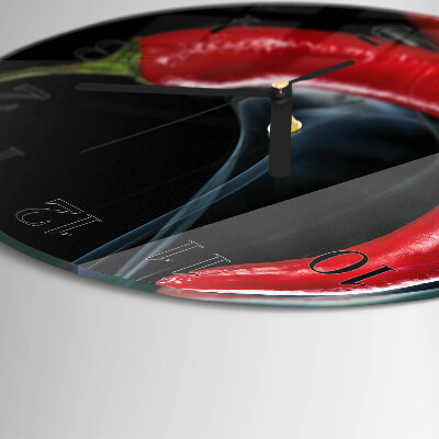 Glas wanduhr mit motiv rund Chili-Pfeffer