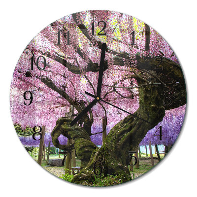 Wanduhr glas rund Bäume